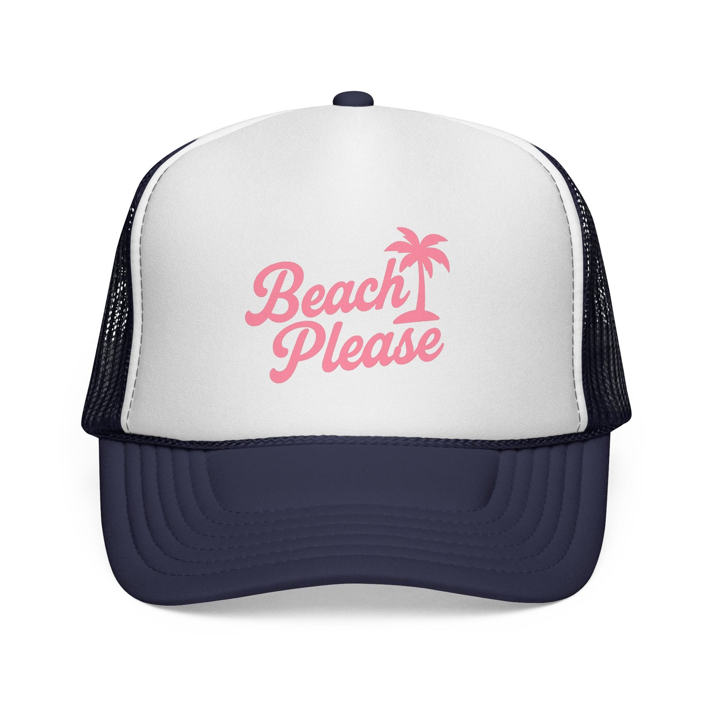Beach Please Trucker Hat β Sassy Vacation Hat for Women, Retro Tropical Design, Funny Beach Trip or Cruise Gift