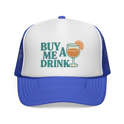 Buy Me a Drink Trucker Hat – Retro Cocktail Hat for Women, Funny Vacation Vibes, Girls Trip or Cruise Must-Have