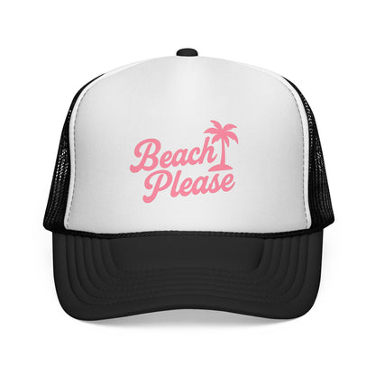 Beach Please Trucker Hat – Sassy Vacation Hat for Women, Retro Tropical Design, Funny Beach Trip or Cruise Gift