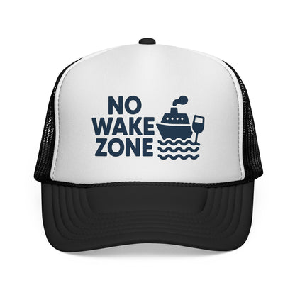 No Wake Zone Trucker Hat – Funny Cruise & Vacation Hat, Sleepy Vibes, Beach or Boat Day Must-Have