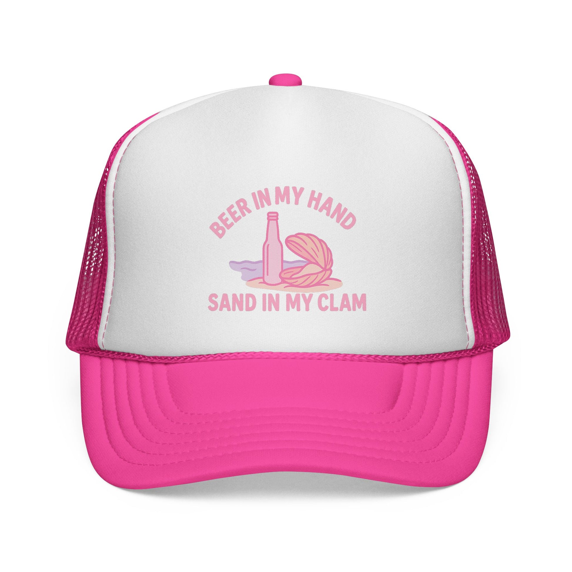 Beer in My Hand, Sand in My Clam Hat V2 - Detail View - Fun Cruise & Beach Hat