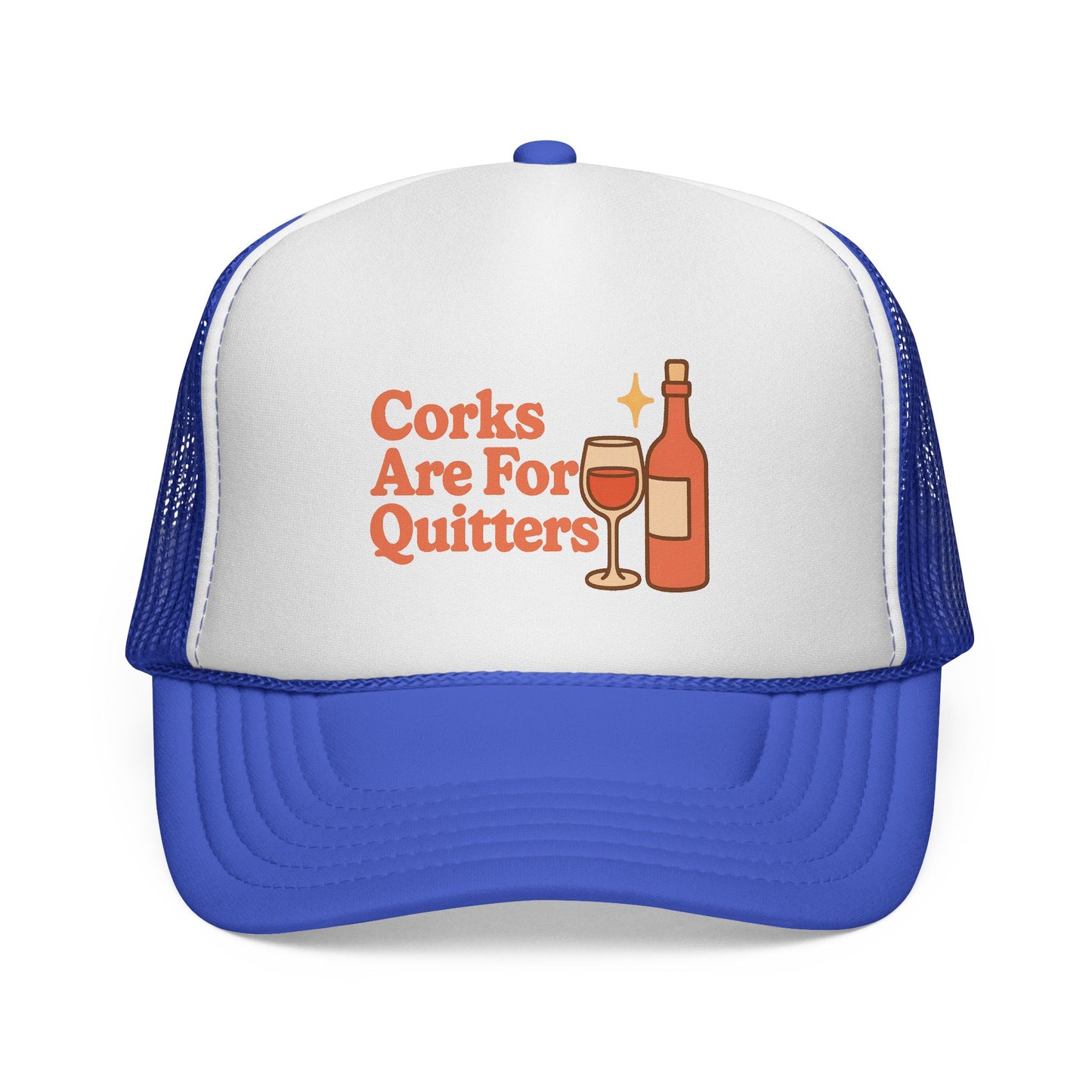 Corks Are For Quitters Trucker Hat – Funny Wine Lover Hat, Retro Vacation Cap, Girls Trip or Bachelorette Gift