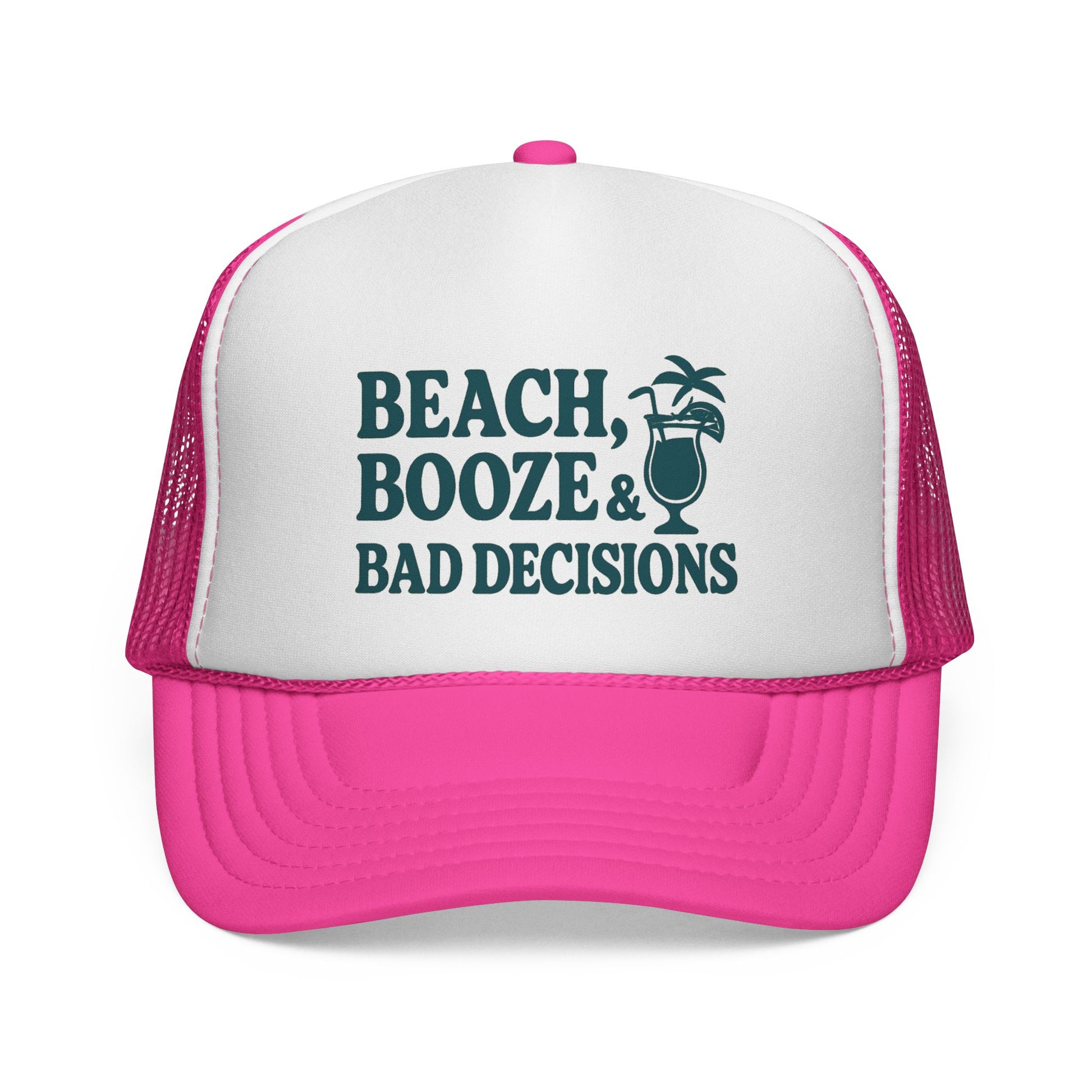 Beach, Booze & Bad Decisions Hat - Detail View - Fun Cruise & Beach Hat