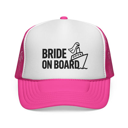 Bride On Board Trucker Hat – Funny Bachelorette Party Hat for Cruises, Beach Trips & Bridal Crews