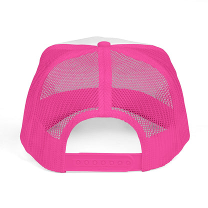 Overstimulated Moms Club Trucker Hat – Funny Mom Hat, Hot Pink Vacation Vibes, Relatable Gift for Tired Moms