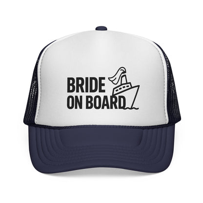 Bride On Board Trucker Hat – Funny Bachelorette Party Hat for Cruises, Beach Trips & Bridal Crews