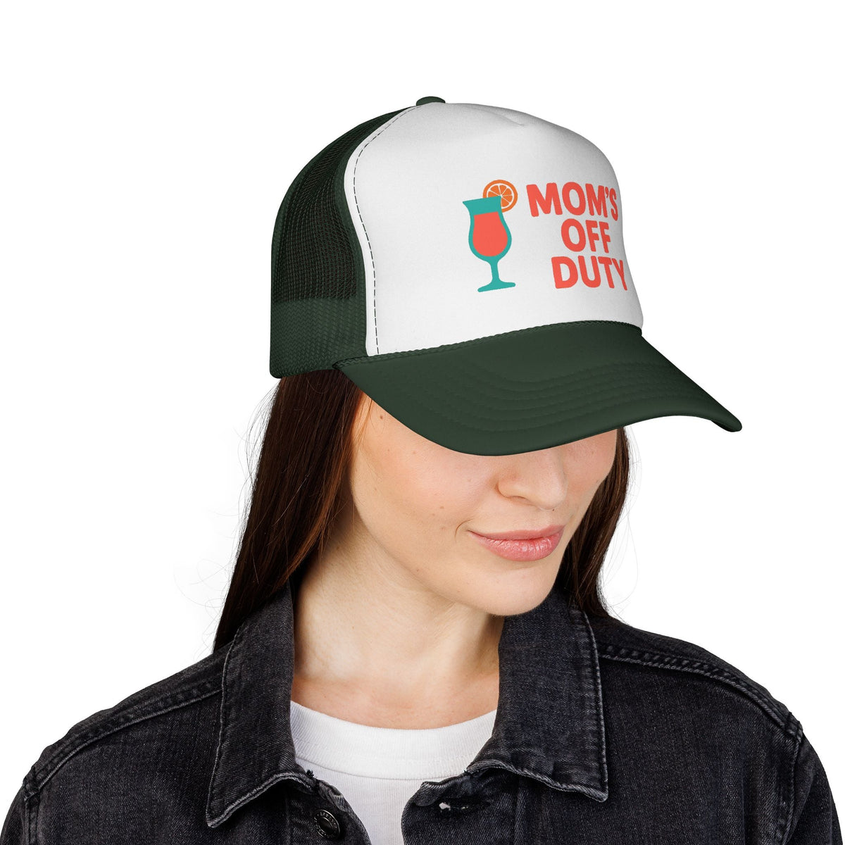 Mom's Off Duty Hat - Blue Red - Trucker Hat for Beach Vacation