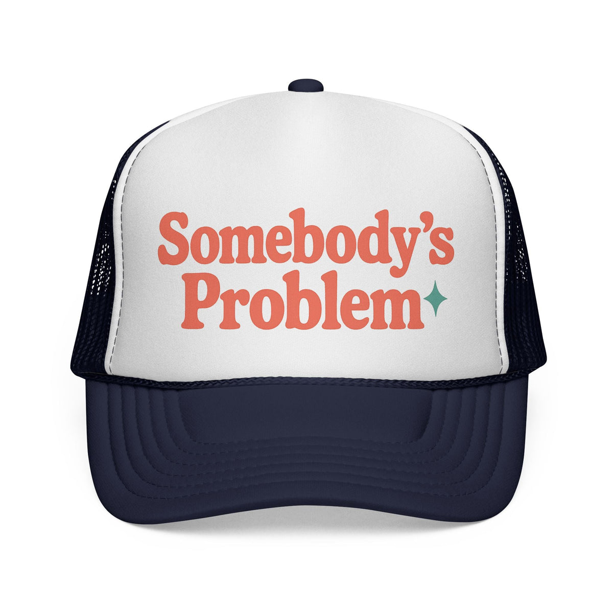 Dark Navy Somebody's Problem Hat, front view of the printed panel