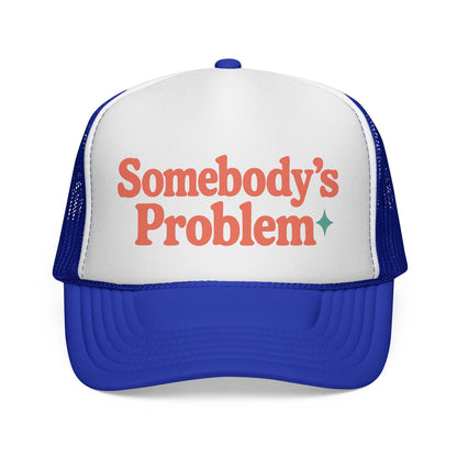Royal Somebody's Problem Hat, front view of the printed panel