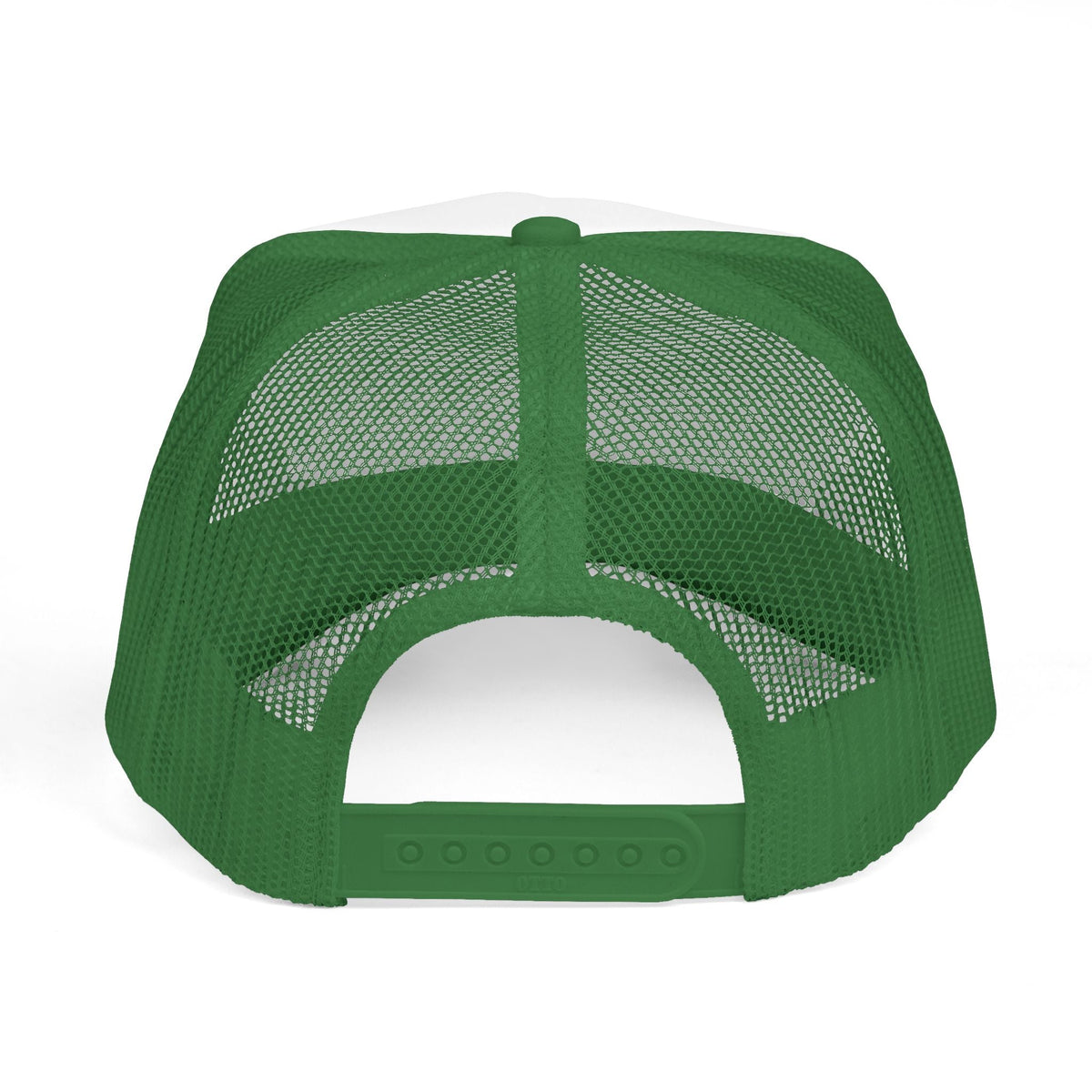 Green Somebody's Problem Hat, back view with mesh panels and adjustable snapback